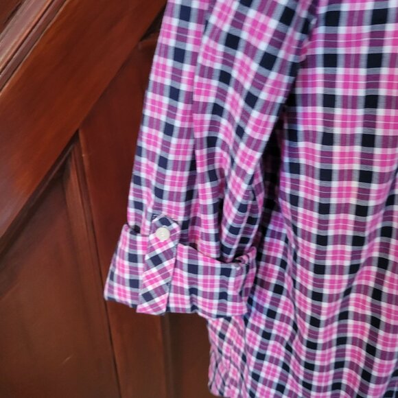 Talbots Womens Petite Plaid Button-Down Shirt With Roll-Up Sleeves xp - Picture 2 of 6